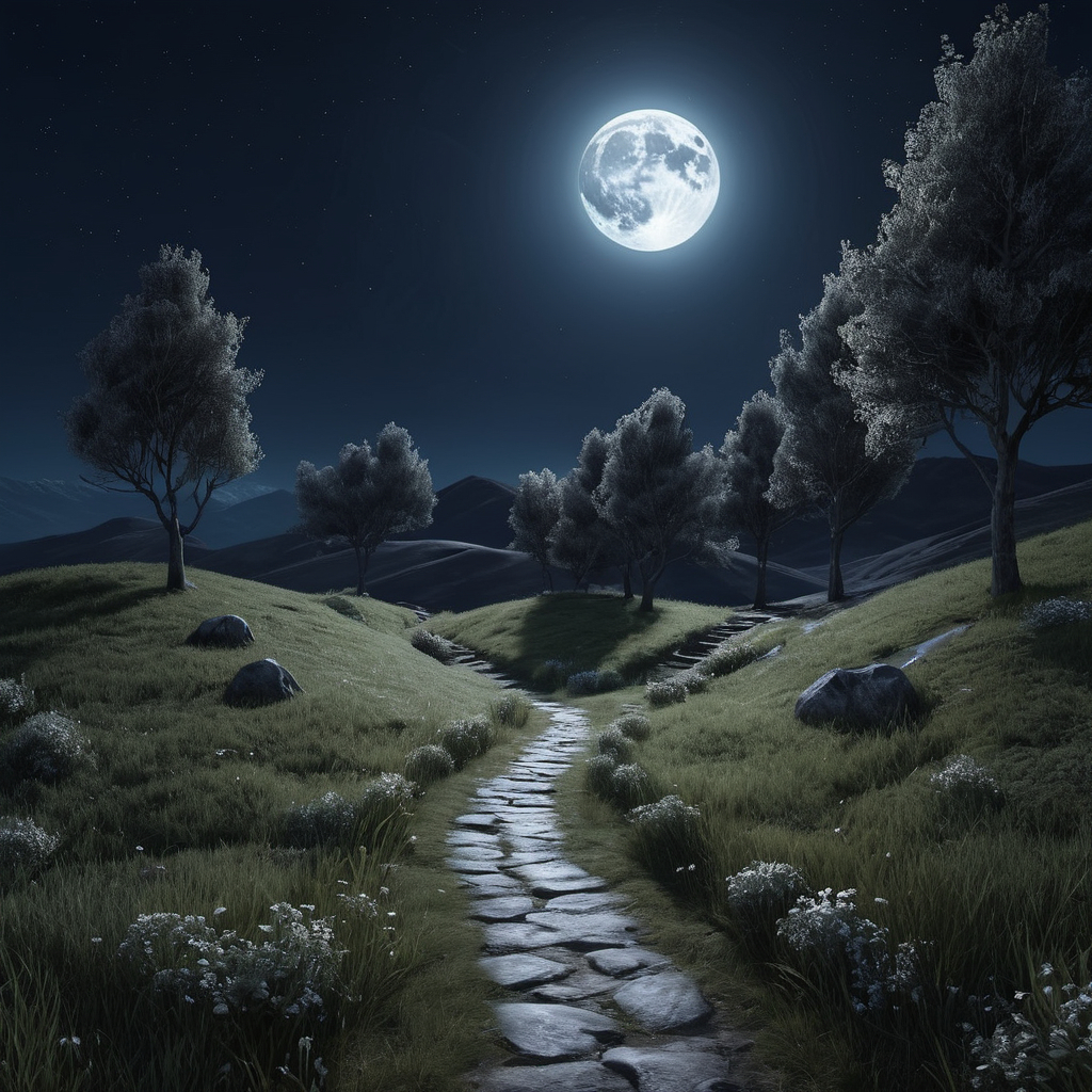 Un chemin sous la Lune