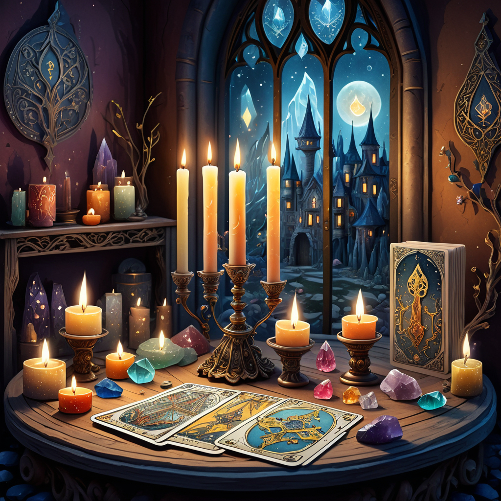 Des cartes, des bougies, des cristaux...