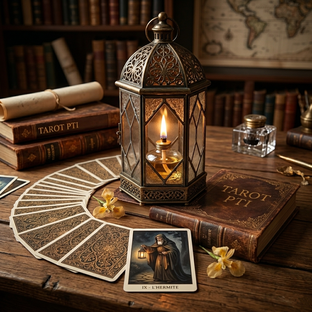Lanterne et livres Tarot PTI